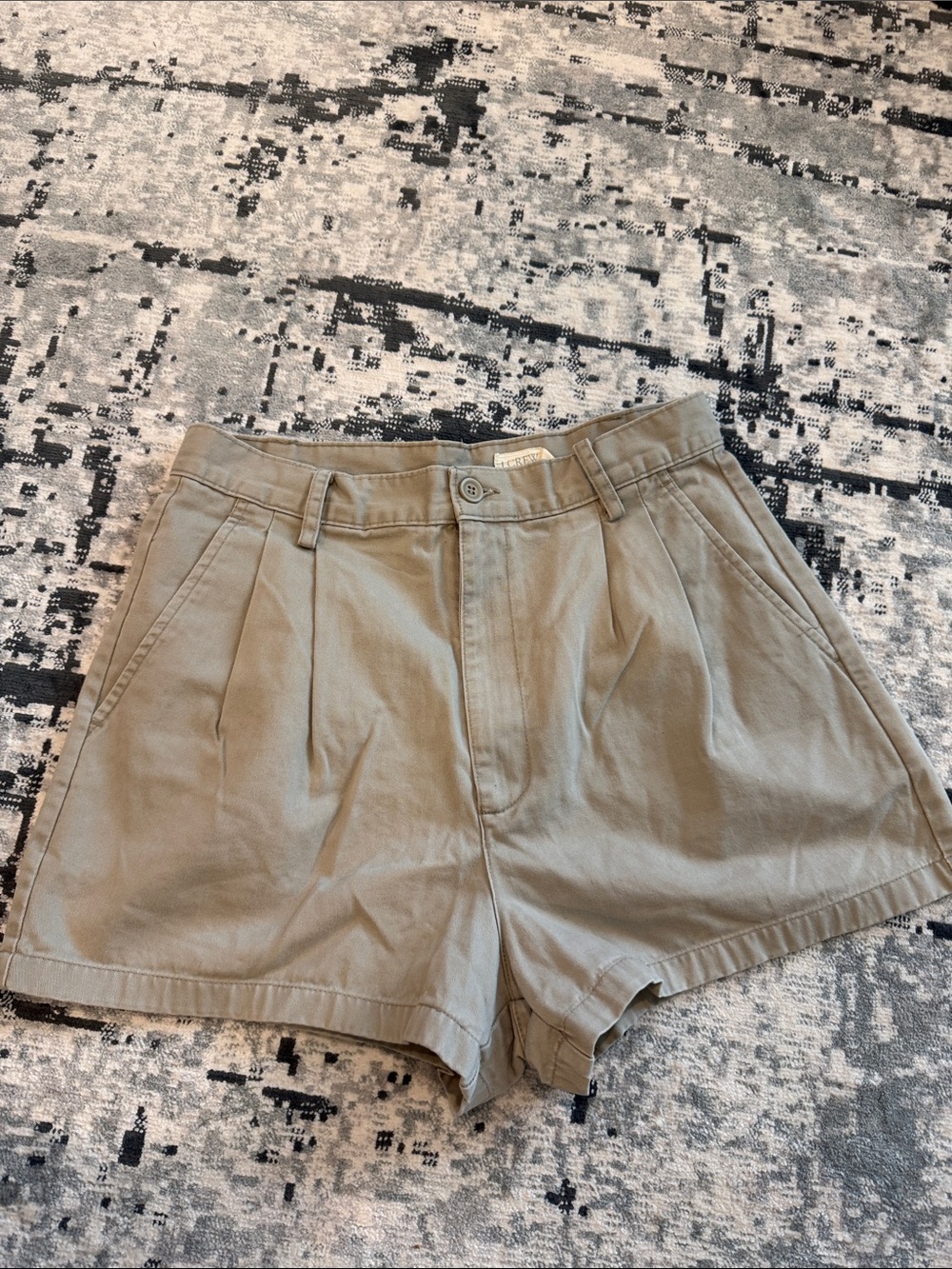 J. Crew Olive High-Rise Pleated Bermuda Shorts